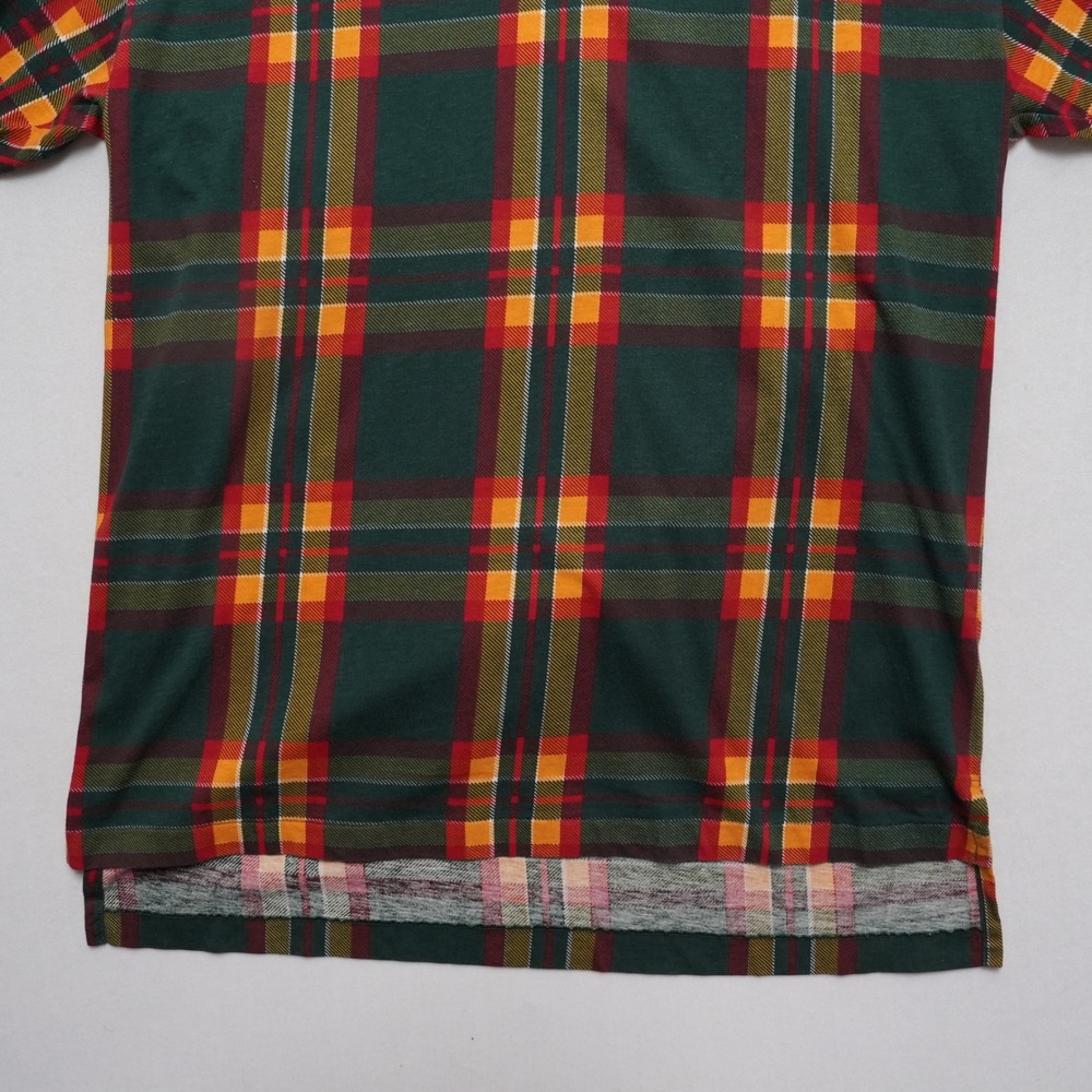 IZOD Plaid Polo Shirt Mens Medium Green Red Yellow Golf Preppy Vintage Style - Picture 6 of 14